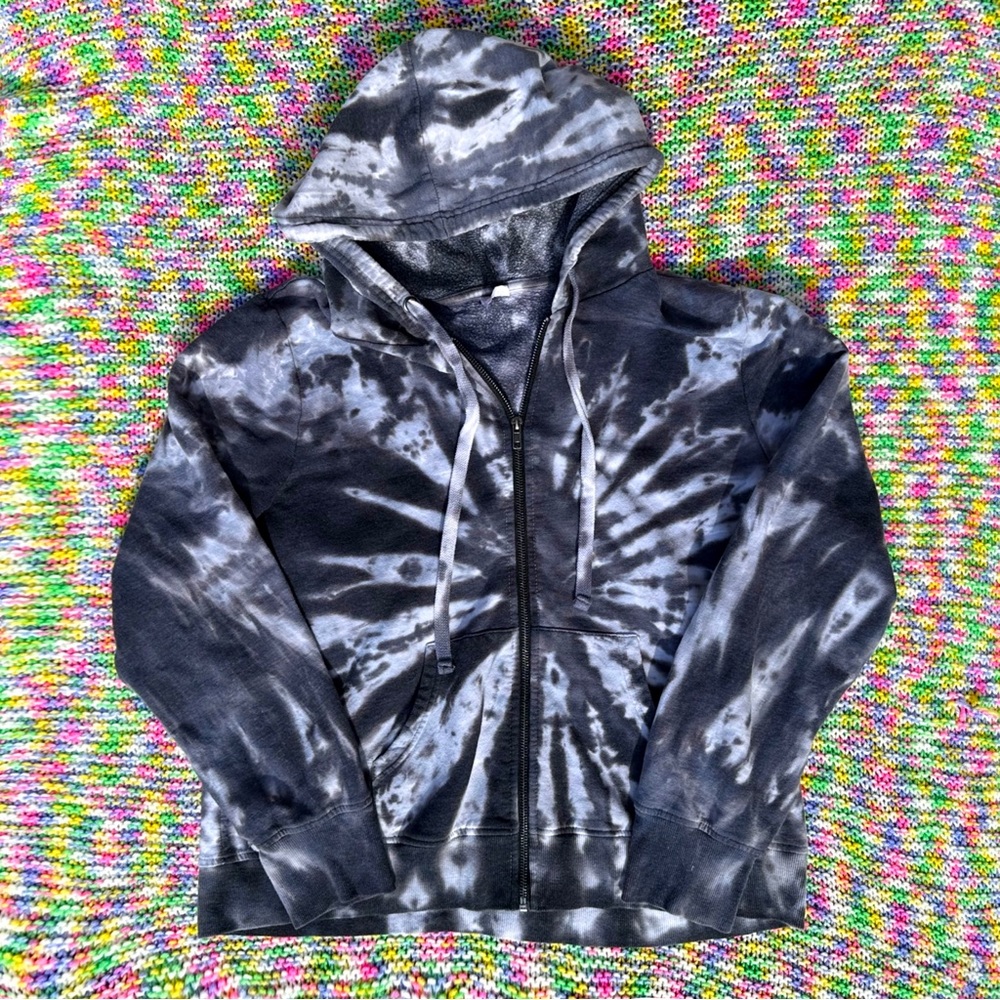 No Bo Boundaries Tie Dye Black Zip Up Hoodie XXL Juniors